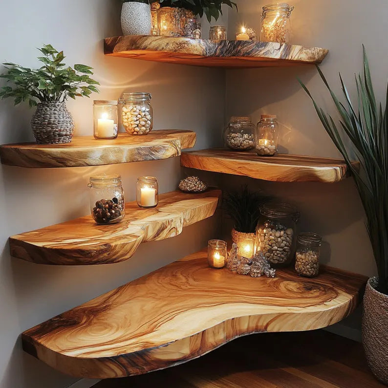 Floating shelf live edge floating shelves solid wood shelving solid walnut display shelf desk shelf unique home decor