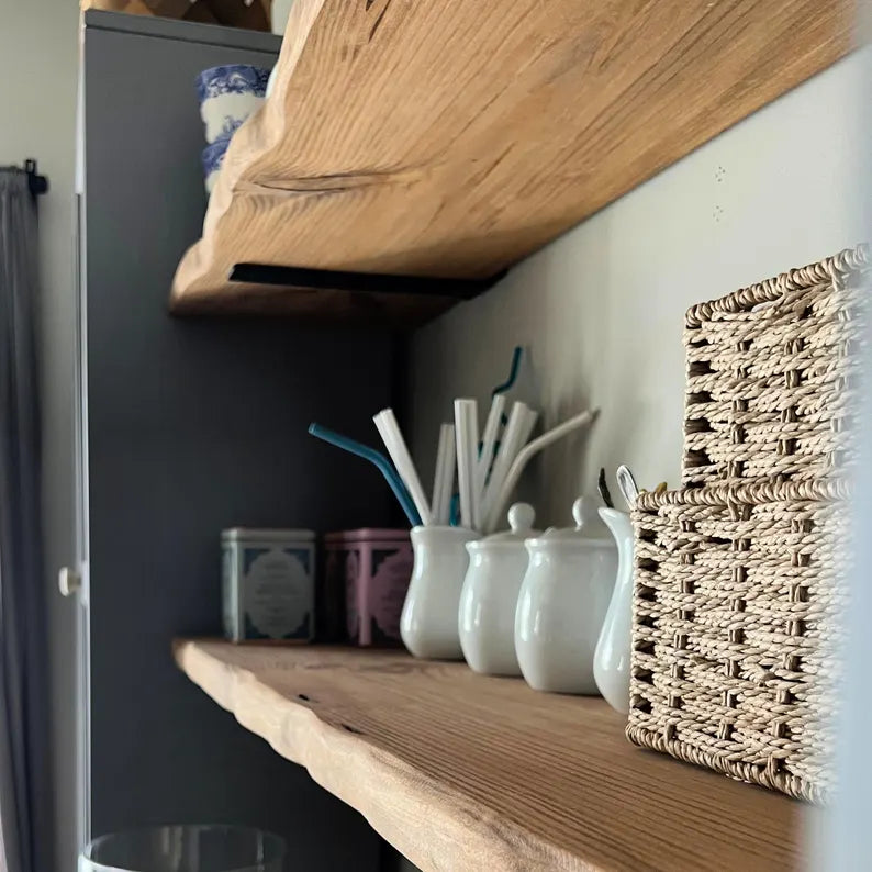 Heavy Duty Live Edge Floating Shelves | Rustic Shelves | Floating Wood Shelves for Kitchen | Book Shelves | Handcrafted Live Edge Shelf